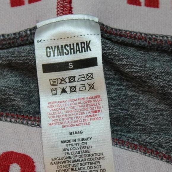Gymshark Compression Shorts Gray Red Logo Waistband Women’s Size S - Picture 3 of 5